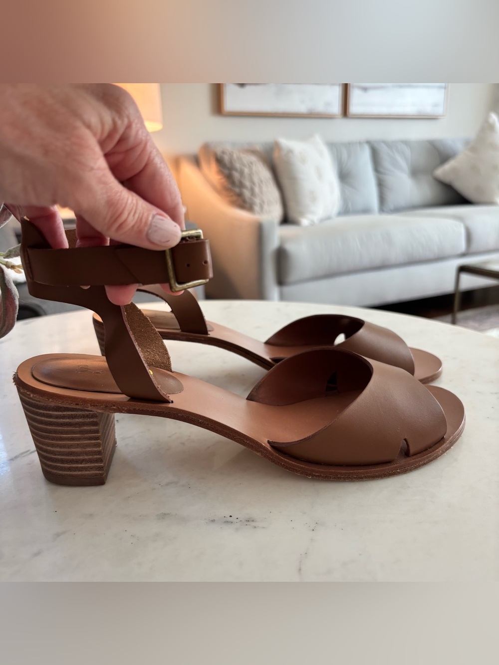 Boden Brown Leather Sandal Size 7